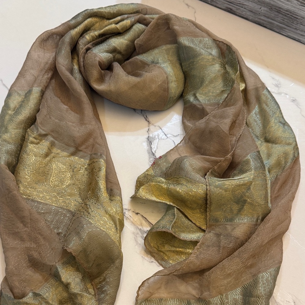 INTERMIX Brown and Gold Scarf